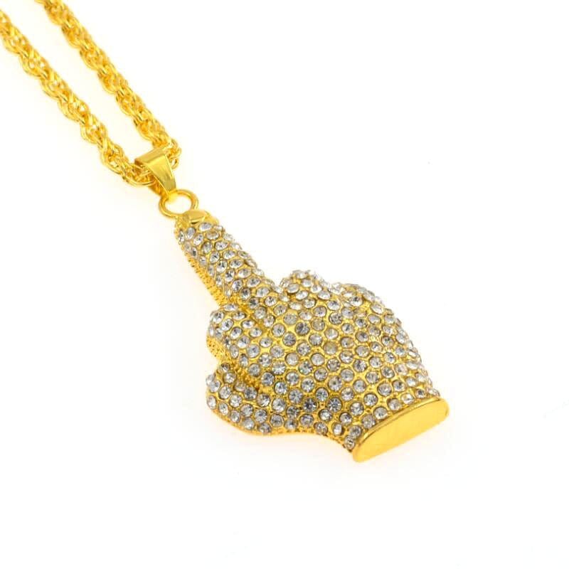 InsensitiviTees™️ Accessories Gold Middle Finger Diamond Necklace