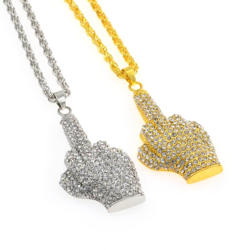 InsensitiviTees™️ Accessories Middle Finger Diamond Necklace