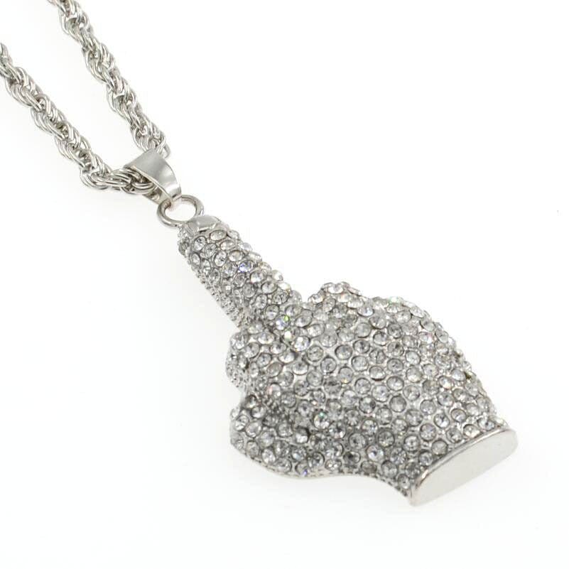 InsensitiviTees™️ Accessories Silver Middle Finger Diamond Necklace