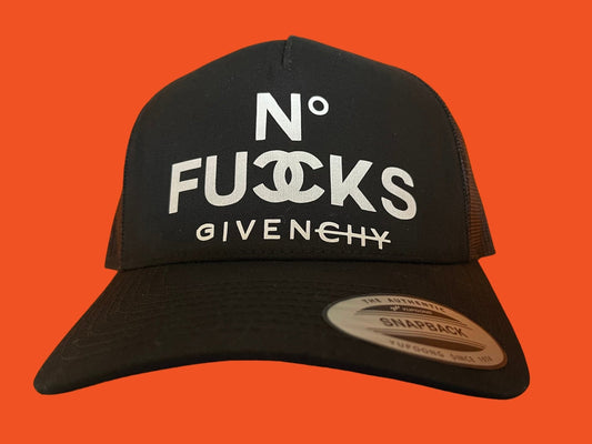 InsensitiviTees™️ Black No Fucks Given SnapBack Trucker Hat