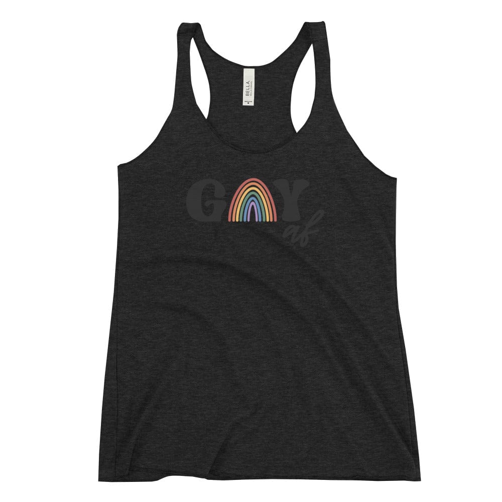 InsensitiviTees™️ Charcoal-Black Triblend / S Gay AF Women's Racerback Tank