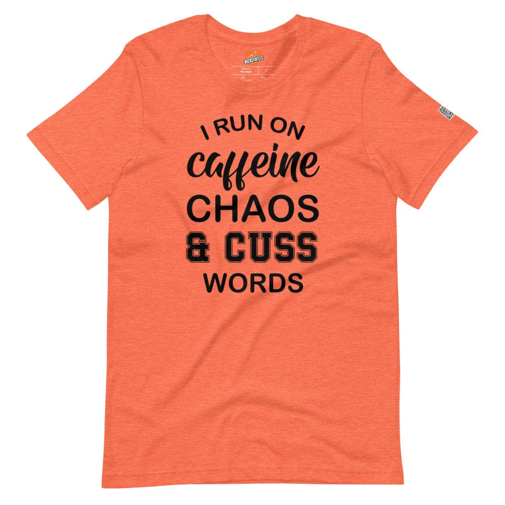 InsensitiviTees™️ Heather Orange / S Caffeine, Chaos & Cuss Words Short-Sleeve Unisex T-shirt