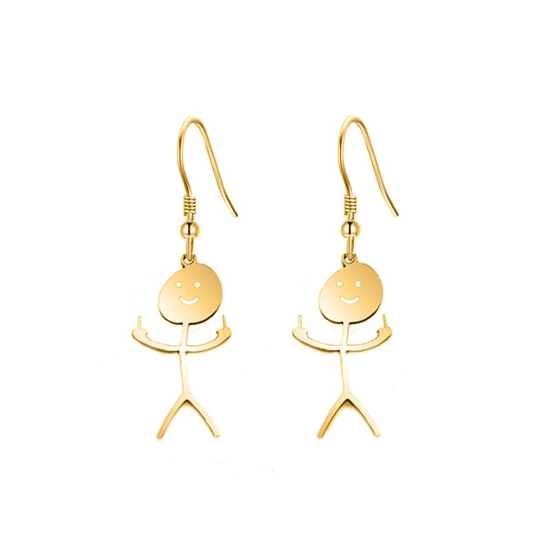InsensitiviTees™️ Jewelry Middle Finger Smiley Stick Figure Dangle Earrings