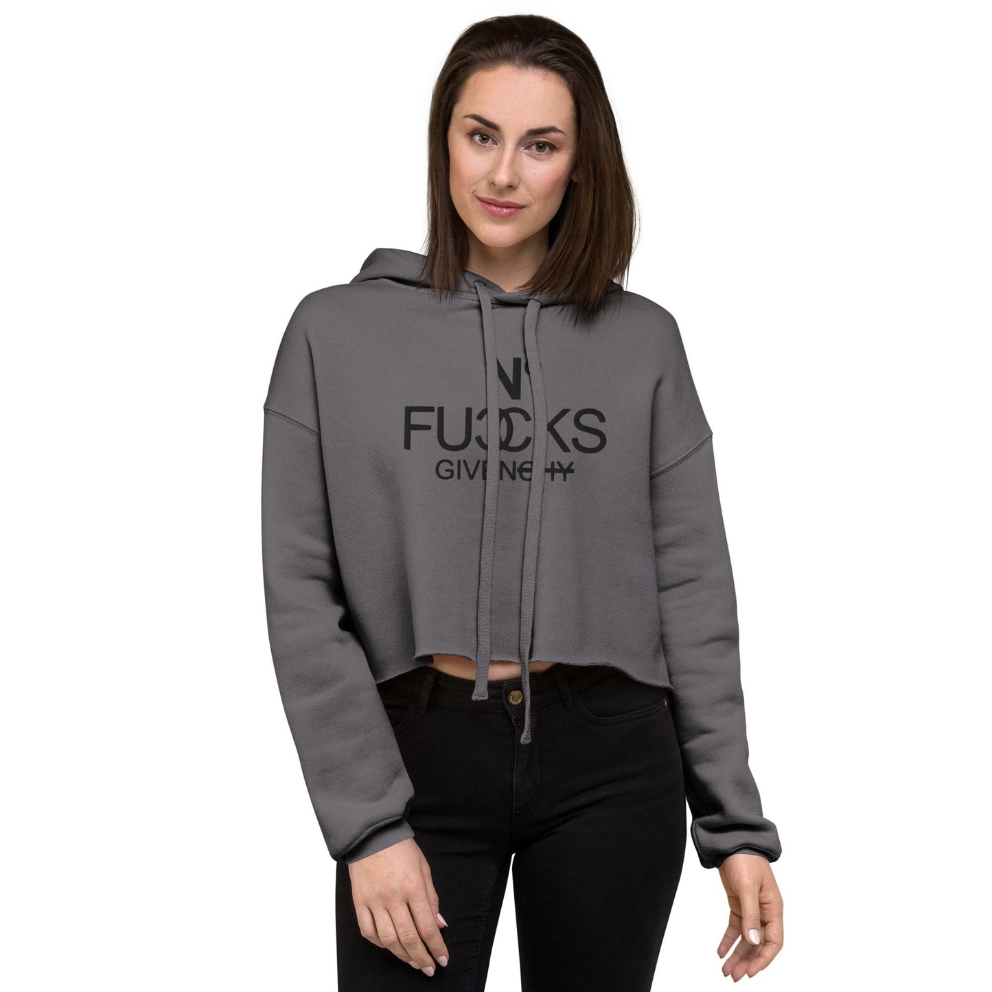 InsensitiviTees™️ Storm / S No Fucks Given Crop Hoodie