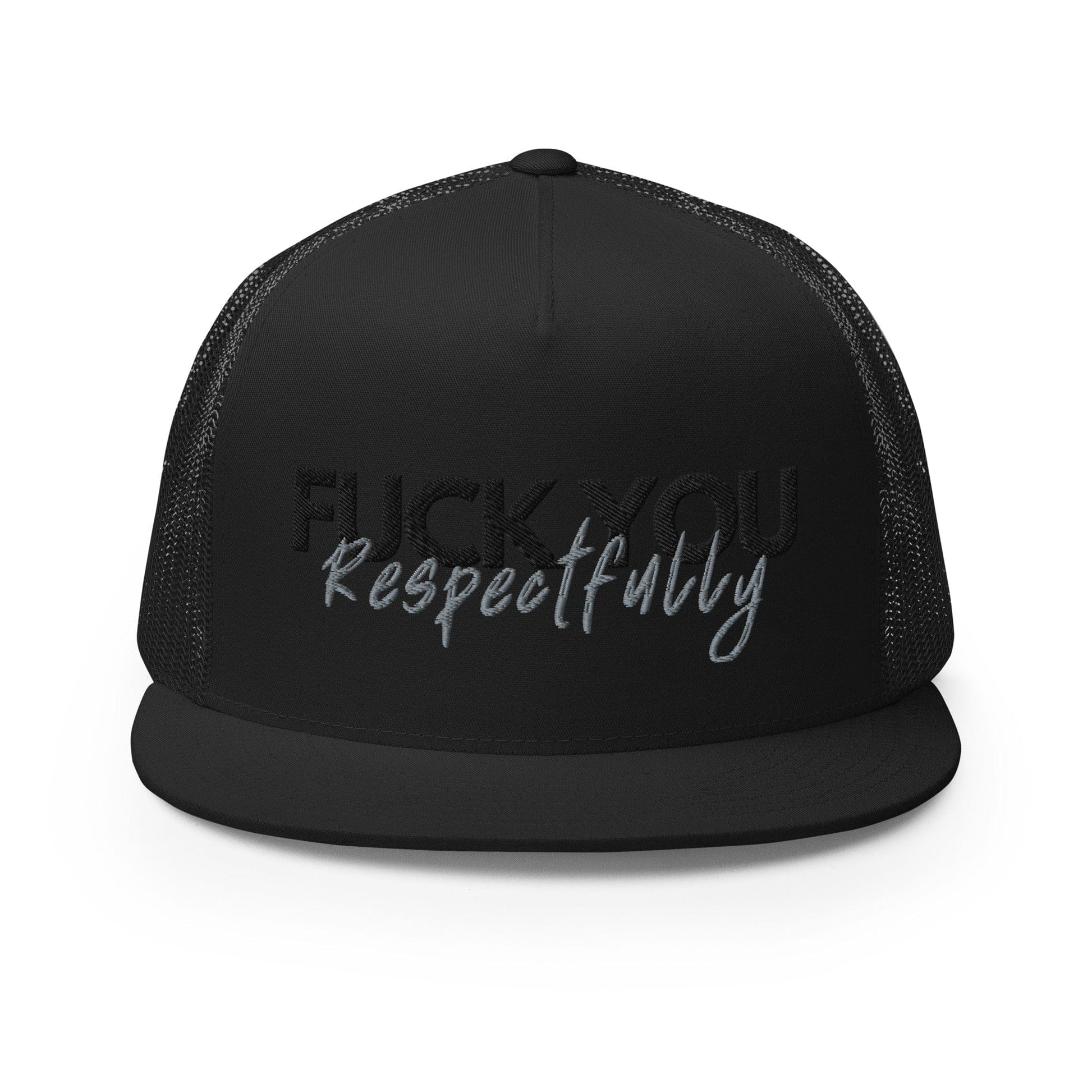 InsensitiviTees™️ Black The Respectful Rebel Trucker Hat - 'F**k You, Respectfully' Edition
