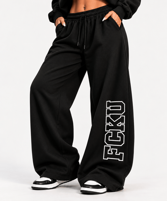 InsensitiviTees™️ DIRECT-TO-FABRIC S / Black FCKU Wide-Leg Sweatpants