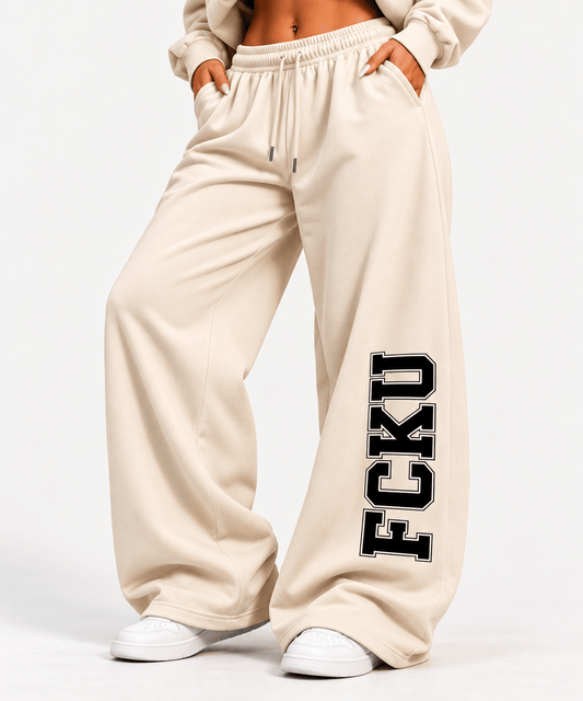 InsensitiviTees™️ DIRECT-TO-FABRIC S / Bone FCKU Wide-Leg Sweatpants