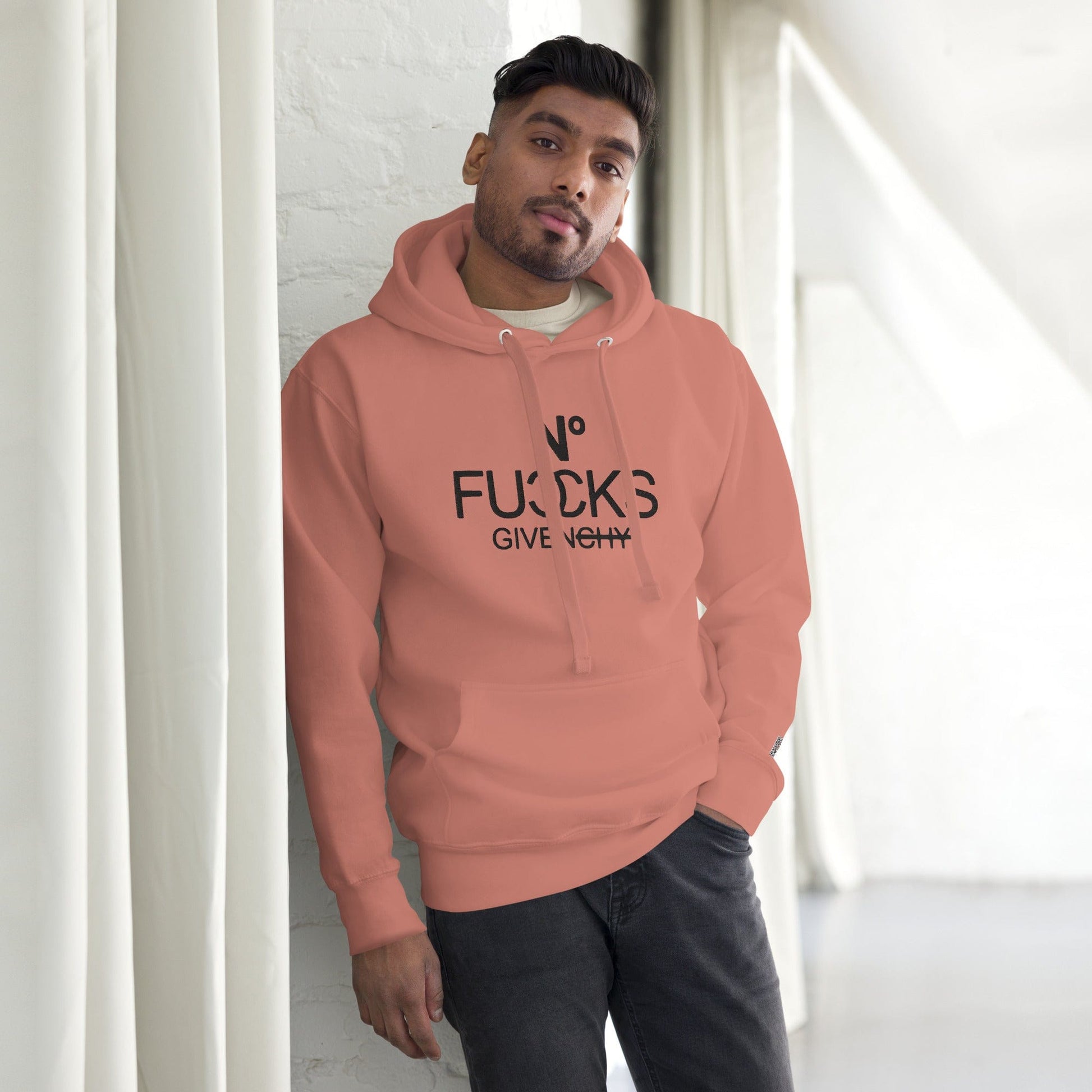 InsensitiviTees™️ Dusty Rose / S No Fucks Given Embroidered Unisex Hoodie