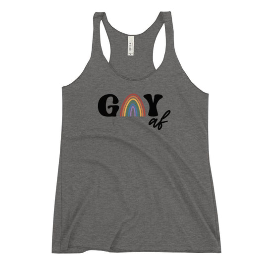 InsensitiviTees™️ Grey Triblend / S Gay AF Women's Racerback Tank