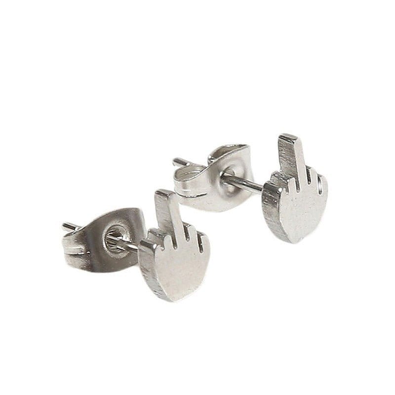 InsensitiviTees™️ Jewelry Silver Middle Finger Earrings Finger Earrings