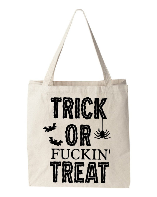 InsensitiviTees™️ Tote Bag Natural Trick or Fuckin’ Treat Burlap Tote