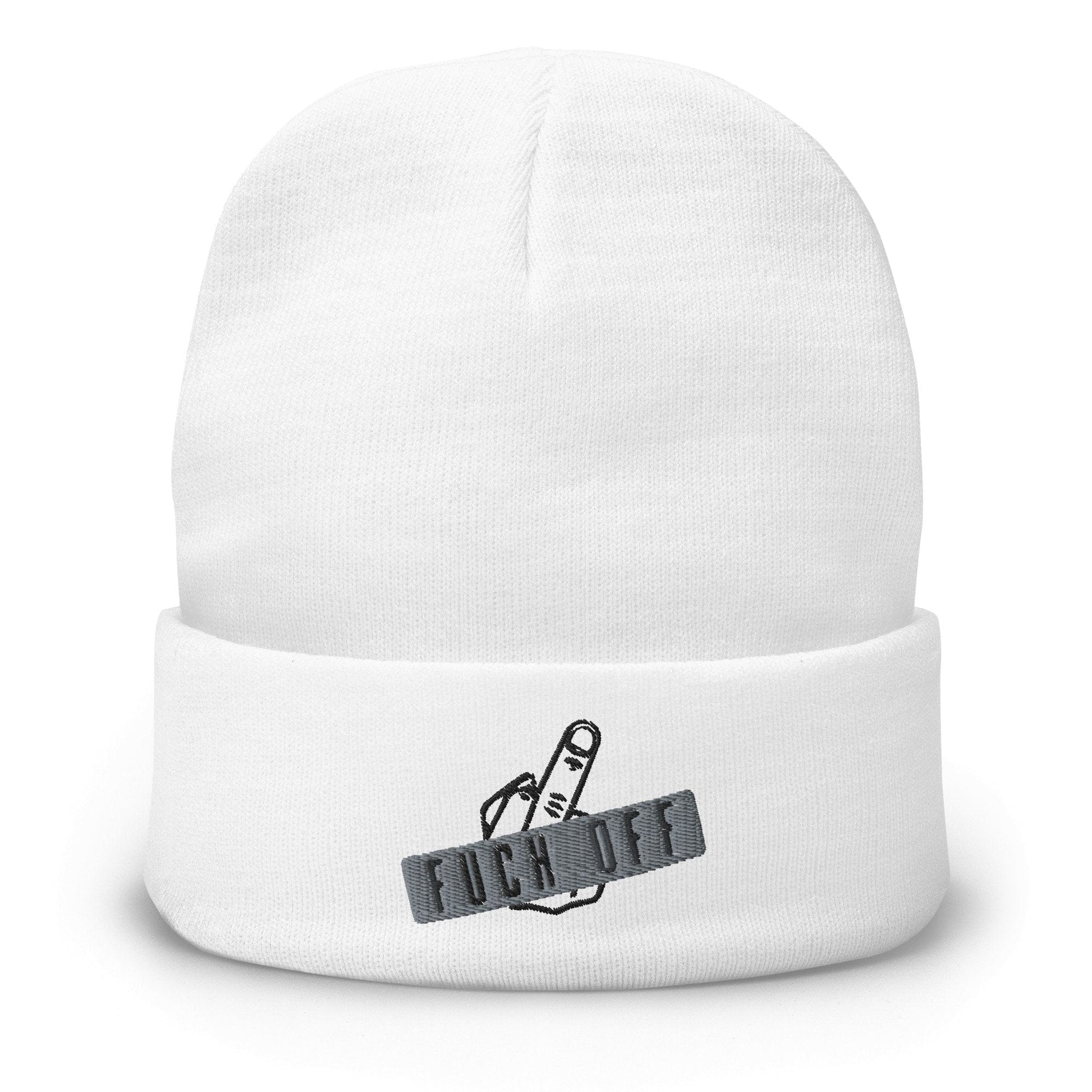 InsensitiviTees™️ White F*ck Off Embroidered Beanie