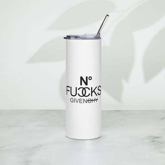 InsensitiviTees™️ White No Fucks Given Stainless steel tumbler