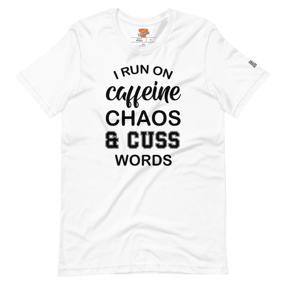 InsensitiviTees™️ White / XS Caffeine, Chaos & Cuss Words Short-Sleeve Unisex T-shirt