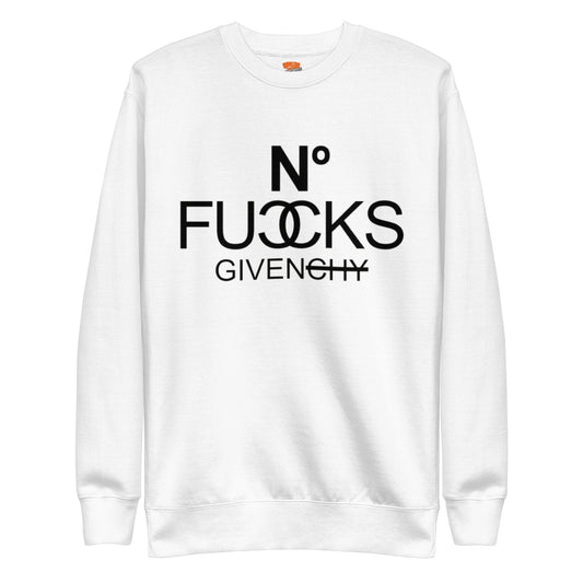 InsensitiviTees™️ White / S No Fucks Given Unisex Premium Sweatshirt
